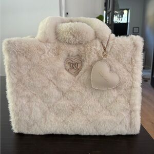 Juicy Couture Faux Fur Cream Tote Bag